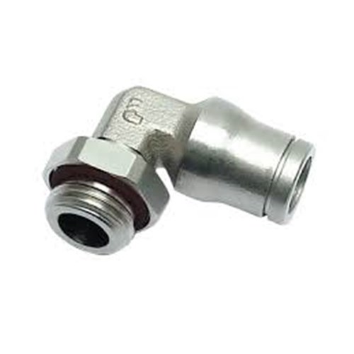 BRASS NICKLE PLATED PUSH-IN TUBE 90 ELBOW - Metric x Metric male thread