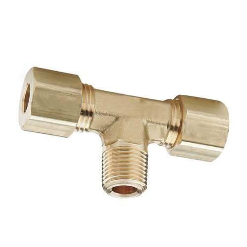 BRASS COMPRESSION FITTING x Run Tee - Metric tube x BSPT male thread