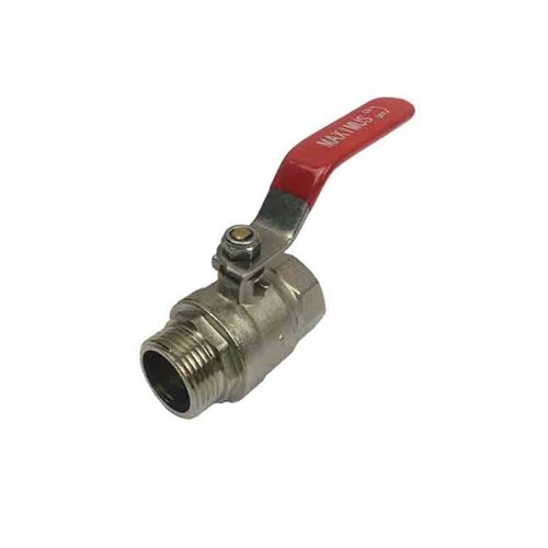 BRASS BALL VALVE - Stainless steel handle, BSP Male x Female