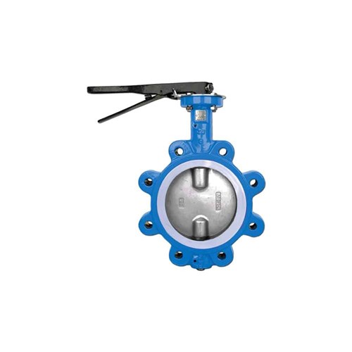 CAST IRON BUTTERFLY VALVE - LUGGED x Lever Operated, PTFE lined