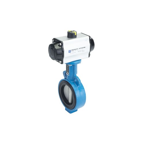 CAST IRON BUTTERFLY VALVE - WAFER x Pneumatic Actuated - Double Acting