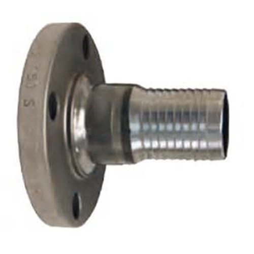 GALVANISED STEEL COMBINATION NIPPLE  - Serrated hosetail x Flange Table E