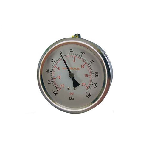 SS COMPOUND GAUGE - 63 mm, Rear Entry x 1/4 BSP Calibrated: Kpa & PSI