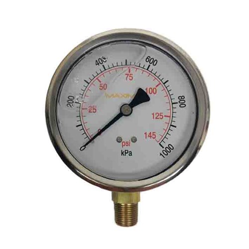 SS PRESSURE GAUGE - 50 mm, Bottom Entry x 1/4 BSP Calibrated: Kpa & PSI