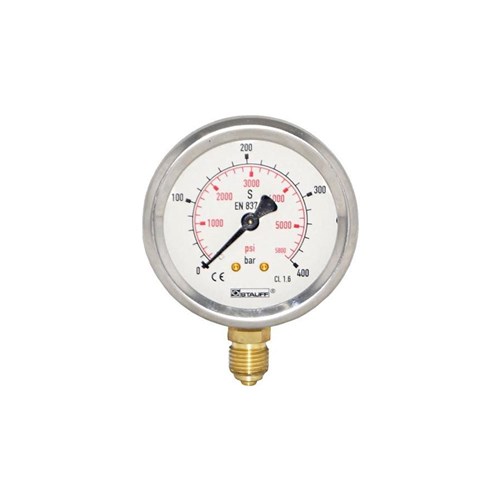 SS PRESSURE GAUGE - 63 mm, Bottom Entry x 1/4 BSPP Calibrated: BAR & PSI