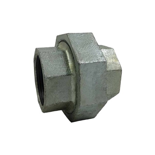 GALVANISED IRON PIPE FITTING - BARREL UNION x BSP Female, Seat: Metal to Brass