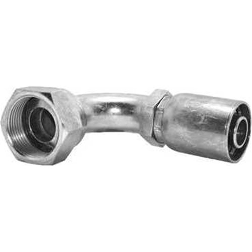 HYDRAULIC HOSE CRIMP COUPLING - Swept 90 Elbow x ORFS Female Swivel