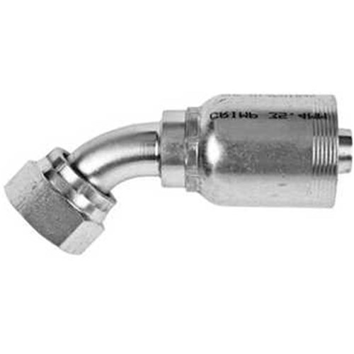 HYDRAULIC HOSE CRIMP COUPLING - Swept 45 Elbow x ORFS Female Swivel