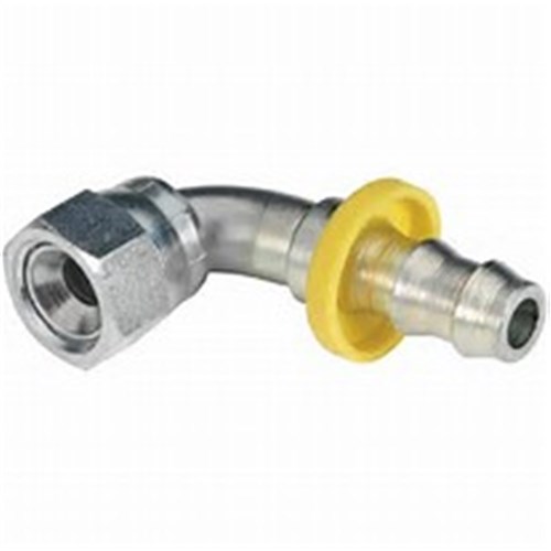 PUSH-ON BARBED HOSE FITTING - JIC Female Swivel x 90 Swept Elbow