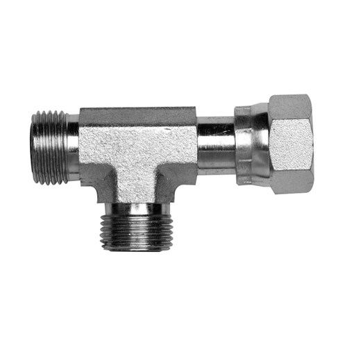 HYDRAULIC RUN TEE - ORFS Male x ORFS Female Swivel