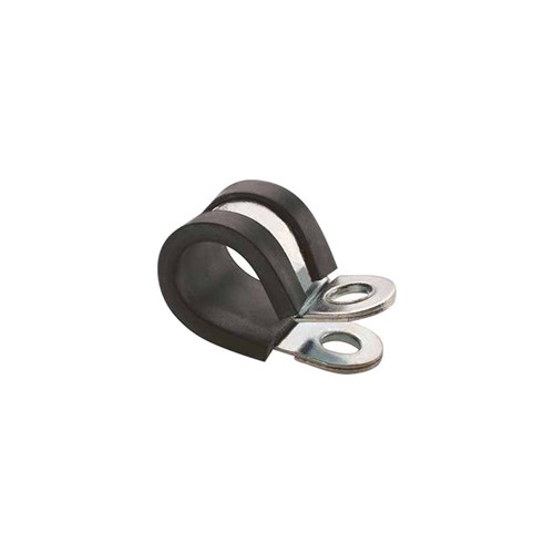 PLATED STEEL PIPE CLIP - 15 mm Band x  8 mm Mtg, EPDM rubber